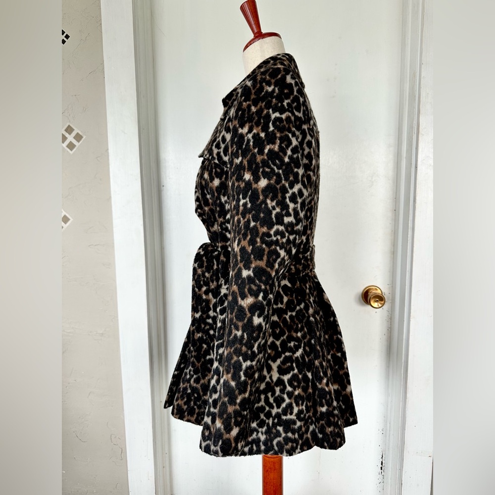 Via Spiga Wool Blend Leopard Animal Print Double Breasted Pea Coat Size 4 - Picture 4 of 9